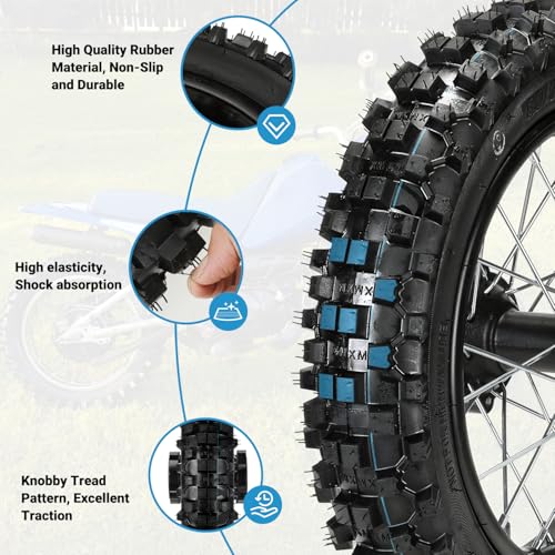 EOPOAYI 3.00-12 80/100-12 Rear Rim Wheel Tire for 110cc 125cc SSR Dirt Bike
