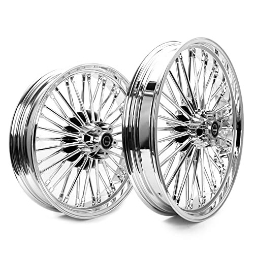 TOFR 21x3.5 18x3.5 Chrome Fat Spoke Wheels For Harley Softail Models 00-22 - color: Chrome, size: Front:21x3.5 Rear:18x3.5