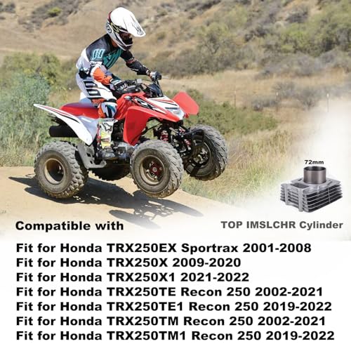 72MM Big Bore Cylinder Piston Ring Top End Kit Compatible with Honda TRX250 TRX250EX X TE 2x4 ES 2002-2025 12100/12251-HN6-000 - size: cylinder bore：72MM