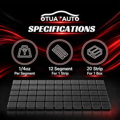 OTUAYAUTO 1/4 oz 240 pcs Black Adhesive Stick-On Wheel Weights 60 oz/Box - color: Black, size: 240 PCS