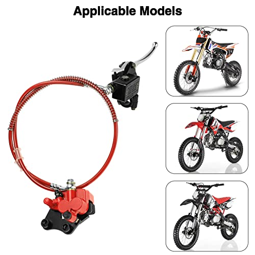 FVRITO Front Disc Hydraulic Brake Master Cylinder Caliper Handle Lever Line Assembly with Brake Pads for 50cc 70cc 90cc 110cc 125cc SSR TaoTao Apollo Coolster Moped Scooter Chinese Pit Dirt Bike Red - color: Red