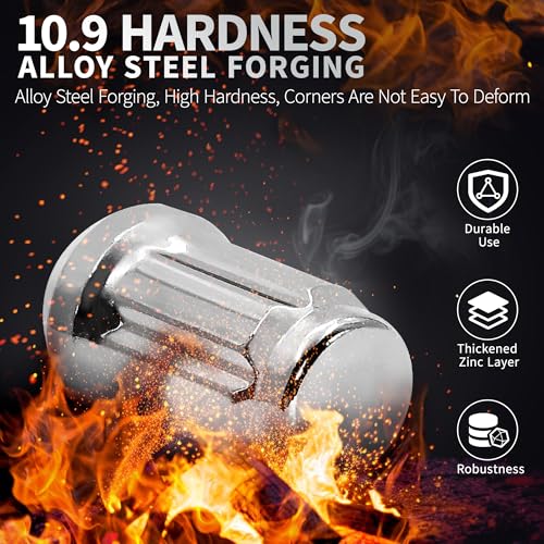 20 PCS M12x1.25 Chrome Lug Nuts, 1.35" Tall Hex Trailer Lug Nuts, 60 Degree Conical Cone Seat with Socket Key, Wheel Lugnuts Compatible with Altima 1993-2022, Maxima 1988-2022 - color: Silver, 20pcs+1 Point Spline, size: M12x1.25