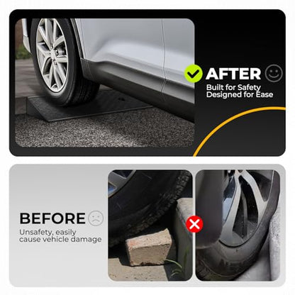 Auto Dynasty 2"H Rubber Curb Ramps for Driveway Sidewalk, Heavy Duty 2 Pack - size: 2" Rise