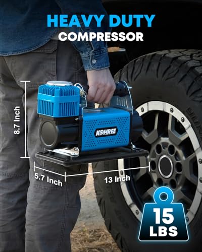 Kohree 12V Air Compressor, 7.06 CFM Fast Tire Inflator, Heavy Duty - style: Basic-Single Cylinder