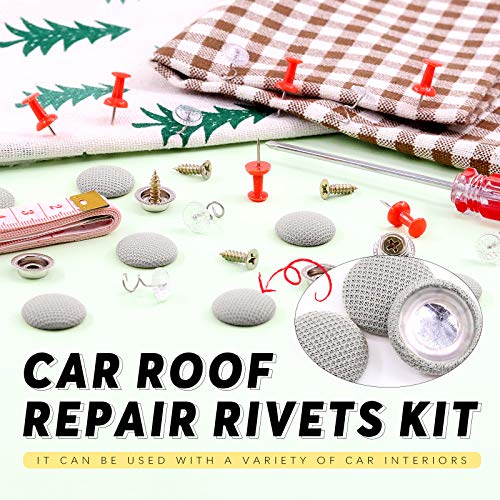 Swpeet 272-Piece Gray Car Roof Headliner Repair Kit with Rivets, Things and Installation Tool, Bed Skirt Pins and Retainer Design for Car Roof Flannel Fixed - color: Grey