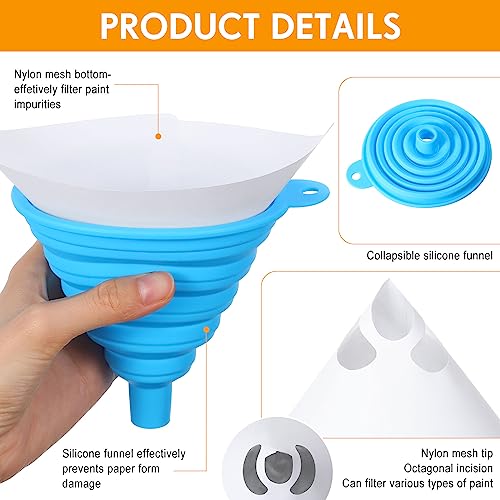 Boao 50 Packs Paint Strainers Cone Paint Filter with 190 ΜM Filter Tips