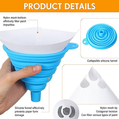 Boao 50 Packs Paint Strainers Cone Paint Filter with 190 ΜM Filter Tips