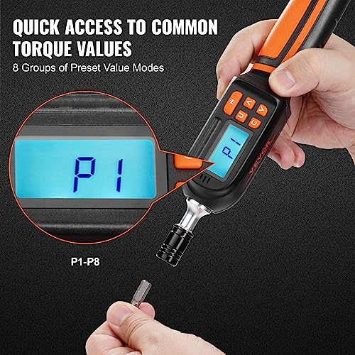 VEVOR Digital Torque Screwdriver, 1/4" Drive Screwdriver Torque Wrench, Electrician Torque Screwdriver with LCD, 2.65-70.67 in-lbs Torque Range, 0.01 N.m Increment Torque Screwdriver with Bits & Case - size: Ultra 2.65-70.67 in-lb