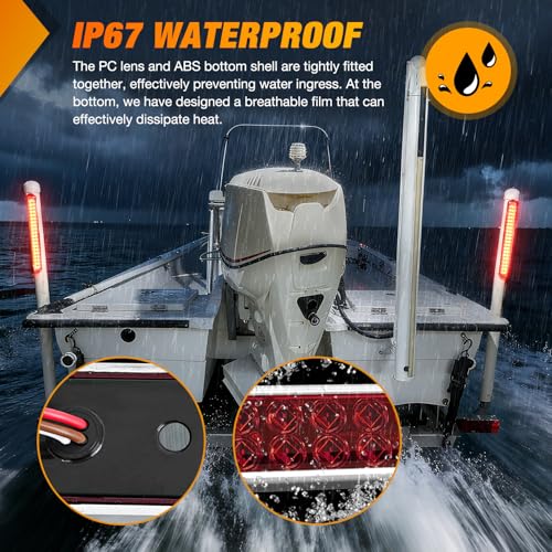 Nilight LED Tail Light 17" Red Running Brake Turn Lights W/Chrome Bezel - color: 2Pcs 17" Red 40LED w/chrome bezel