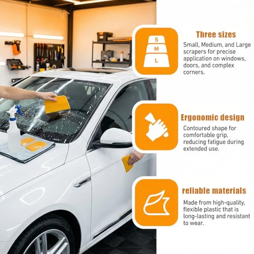 6PCS Car Body Filler Spreader, 4, 5, 6 Inch Hard Plastic Reusable Car Body Repair Spreader Tool Kit, Universal Automotive Paint Maintenance for Applying Putties, Glazes, Caulks (Yellow)