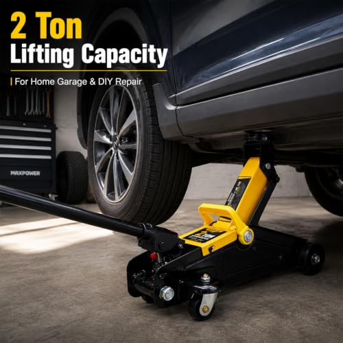2 Ton Low Profile Hydraulic Floor Jack, Single Piston Heavy Duty Steel Car Jack, 4000LBS, Lift Range 5.7" to 10.8", for Sedan, SUV, MPV and Standard Pickup, Garage Tire Repair - size: 2T
