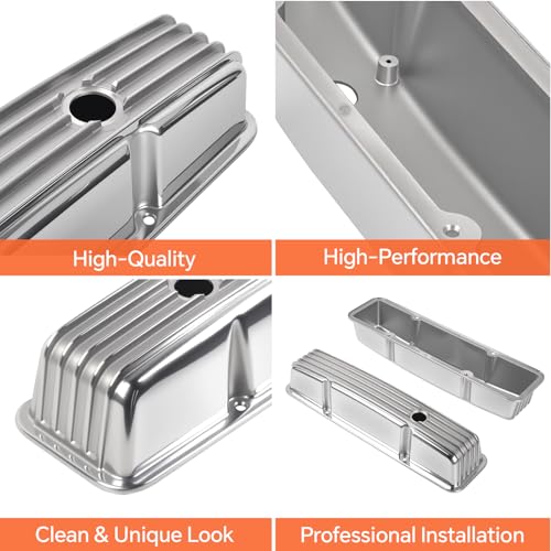 Silver Aluminum Valve Covers Finned 58-86 Tall 327 350 400 - color: Sliver, size: SBC 58-86