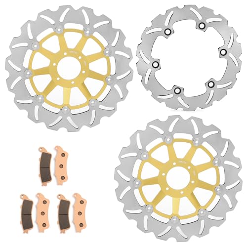 Front Rear Brake Disc Rotors Pads Kit for Honda CBR 1100 XX Blackbird 1997 1998 - color: Gold, size: CBR 1100 XX Blackbird 1997 1998