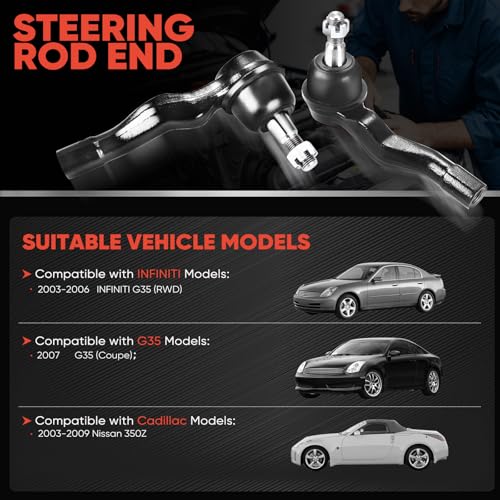 2PCS Front Outer Tie Rod Ends ES80578 ES80579 LH & RH, Tie Rod End Kit Fit for INFINITI G35 Nissan 350Z 2003-2009 - size: ES80578 ES80579