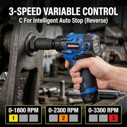 ACDelco ARW12103-K1 G12 Series 12V Cordless Li-ion 3/8” Brushless Ratchet Wrench & Impact Wrench Combo Tool