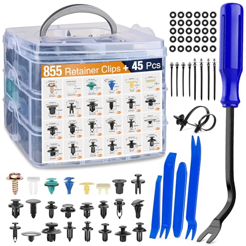 GOOACC 900Pcs Plastic Rivets and Auto Body Fasteners Assortment - color: 855Pcs Clips + 45 Remover