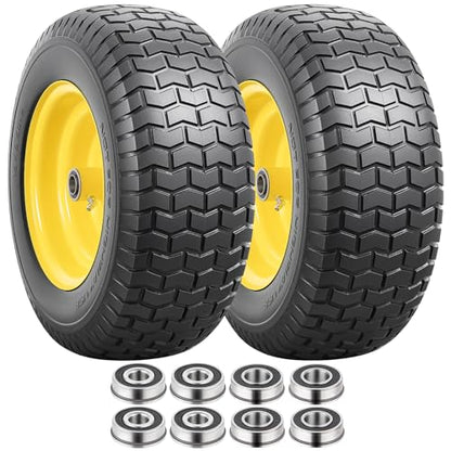 2PCS 16x6.50-8 Lawn Mower Flat Free Tire and Wheel, 16" Solid Tires