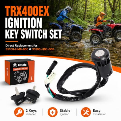TRX400EX Ignition Key Switch Set for Sportrax 400 & Recon 250 TRX250EX ATV