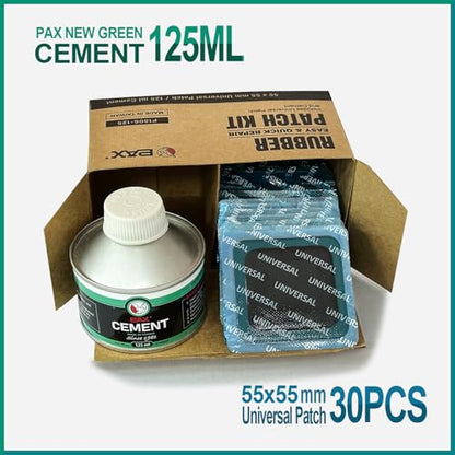 PAX Universal Heavy Duty Tire Patch Kit – 30 Pcs 55x55mm Square Universal Tube & Tire Patches, Includes Cement Glue, for Bike, Motorcycle and Car Tire Repair