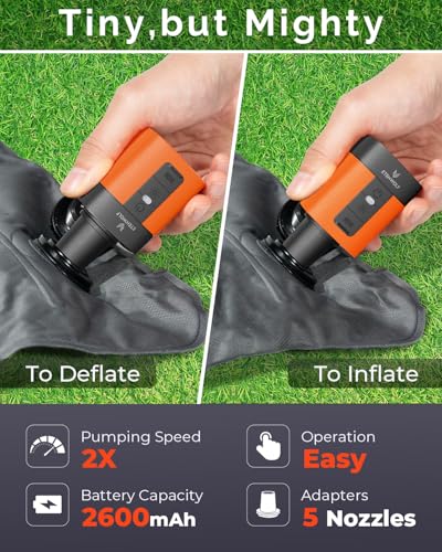 ETENWOLF AIR 3 Air Pump for Inflatables with 2600mAh Battery& Camping Light - color: Vivid Orange