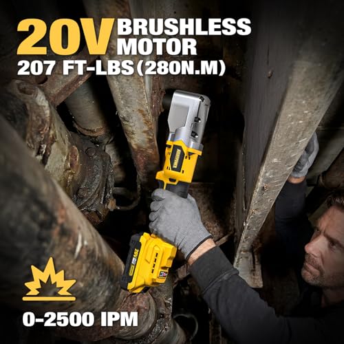 20V Brushless Right Angle Wrench, 1/2" Ratchet, 207 FT-LBS