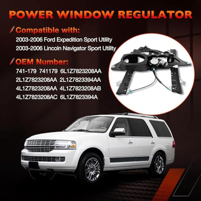 741-179 Front Right Passenger Side Window Regulator w/ 2-Pin Motor Assembly - size: 741-179