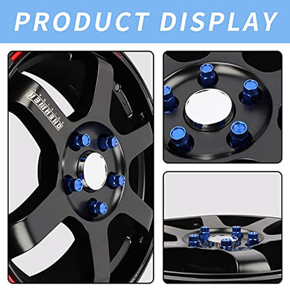 20PCS Closed End Lug Nuts M12X1.5 Wheel Rims Lug Nuts +Socket (Bule) - color: Blue