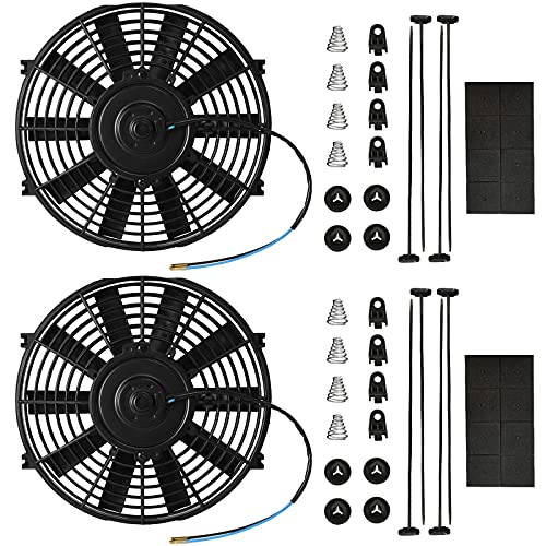 Mupera 10 Inch Electric Radiator Cooling Fan Puller 12V w/Mount Kit 2 Set - size: Straight-2Pcs X10 inch