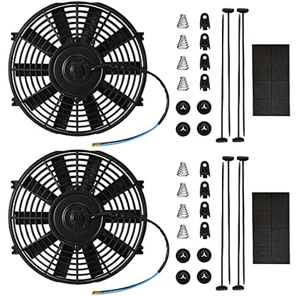 Mupera 12 Inch Electric Radiator Cooling Fan Puller w/Mount Kit 2Pcs - size: Straight-2Pcs X12 inch