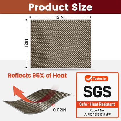 Aluminum Adhesive Heat Shield Wrap for Automotive, 12x12 in, Brown - color: Brown, size: 12" x 12"