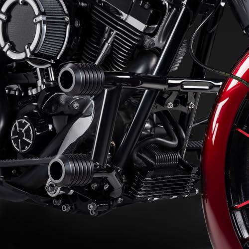 Advanblack Protek Two Step Highway Peg Crash Bar with CNC Slider Fit for 2014-2025 Harley Touring Road Glide Street Glide Electra Glide – Engine Guard Performance Upgrade (Black CNC) - color: Black CNC
