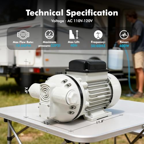AC 110V-120V Diesel Exhaust Fluid Transfer Pump Self-Priming Electric Diaphragm DEF Pump for Urea, Oil, Water & Irrigation.Diaphragm Pumps with 400W, 10.6 GPM, 36ft Lift（White）