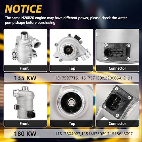 Electric Engine Water Pump Compatible with BMW 320i F30 2013-2018 2.0L L4