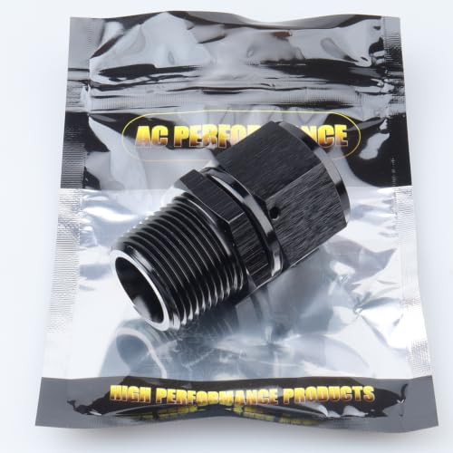 AC PERFORMANCE -12 AN Female to 3/4" NPT Male Swivel Fitting Aluminum Black - color: Black, size: 12AN to 3/4 NPT