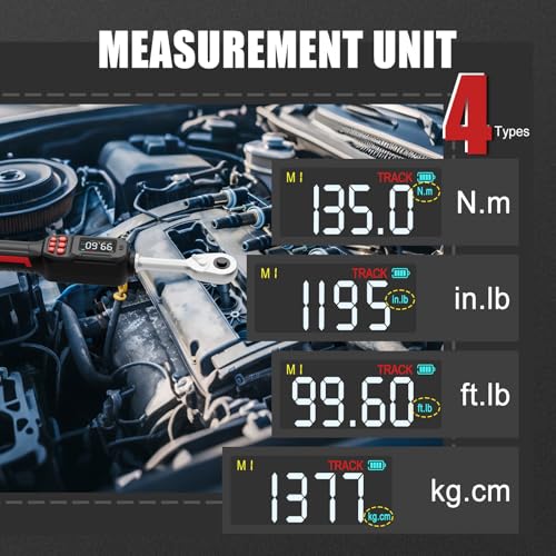 VANPO Digital Torque Wrench, 3/8", 5–99.6 ft-lb, Short Handle - size: 3/8-inch 5-99.6 Ft-lb/6.8-135 Nm (Regular)