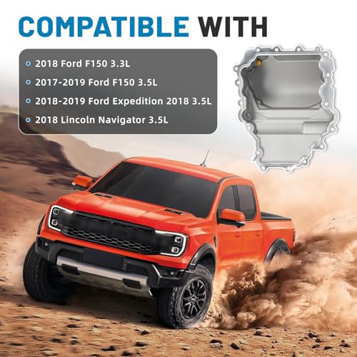 HL3Z-6675-A Aluminum Engine Oil Pan with Bolts Fits for Ford F150 3.5L 2017-2019, for Expedition 2018-2019, for Lincoln Navigator 2018 3.3L 3.5L, Replace HL3Z6675A