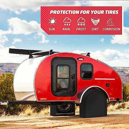 K-Musculo RV Tire Covers 4-Pack, Waterproof Wheel Covers for RV Wheel Travel Trailer Camper Truck SUV, Fit 24-26 Inch Tire Diameter (Black) - color: Black - 4Pack, size: (24''-26'') Dia