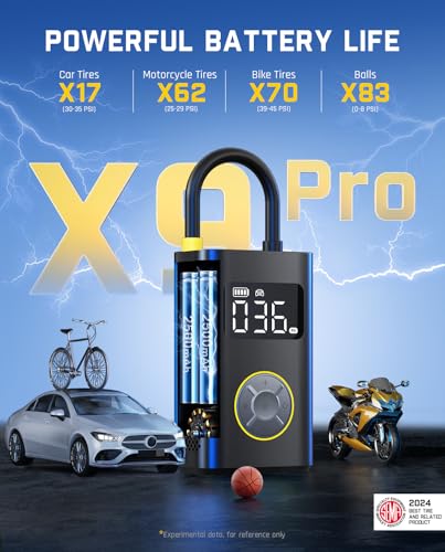 Fanttik X9 Pro Portable Tire Inflator for Compact Car, 1Min Fast Inflate - color: Black