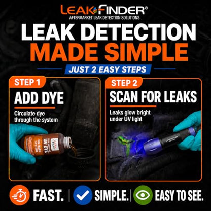 LF2001 Automotive Oil-Based Fluid Leak Detection Dye for Oil, Fuel, ATF, Power Steering, (6) 1oz Ultraviolet Fluorescent Dye Bottles, Services up to 6 Vehicles - size: 1oz, style: 6pk