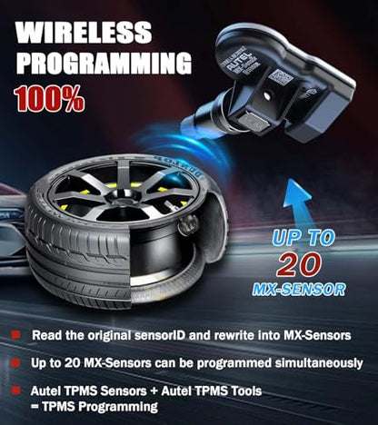 Autel MaxiTPMS Metal Stem TPMS MX Sensor 315MHz 433MHz Universal Tire Sensor Work with TS408 TS508 TS601 TS608 MK808TS MS906TS ITS600 (Autel MX Sensor Mental 8PCS) - size: Autel MX-sensor Mental 8PCS