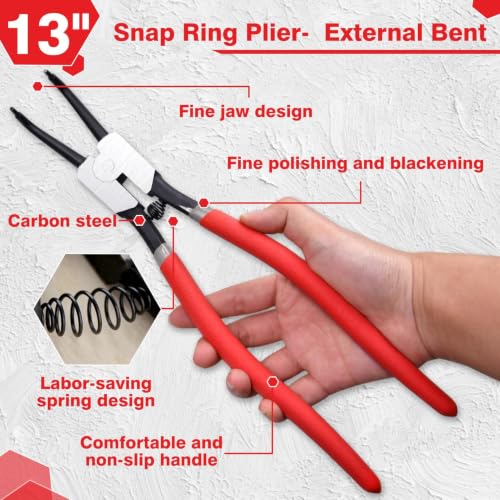 13-Inch Snap Ring Plier Heavy Duty External 90 Degree Bent Jaw - style: 13" External Bent
