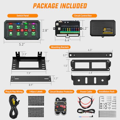 Nilight 8 Gang Switch Panel Green 12V 24V Circuit Control System 4-Mode - color: Green, size: 8 Gang Switch 4 Modes