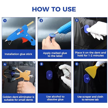 Car Dent Puller Kit,56PCS Dent Repair Tool,Paintless Dent Removal with Golden Lifter,Bridge Puller - style: 56PCS