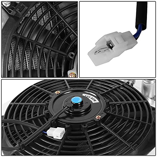 Auto Dynasty Factory Style 2-Row Cooling Radiator with 12V Fan Shroud Compatible with Honda Civic EH9 EJ8 EJ7 EJ6 EM1 Del Sol Acura Integra DB DC1 DC2 (Half Size) AT MT 92-01, Aluminum Core