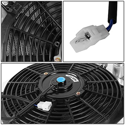 Auto Dynasty Factory Style 2-Row Cooling Radiator with 12V Fan Shroud Compatible with Honda Civic EH9 EJ8 EJ7 EJ6 EM1 Del Sol Acura Integra DB DC1 DC2 (Half Size) AT MT 92-01, Aluminum Core