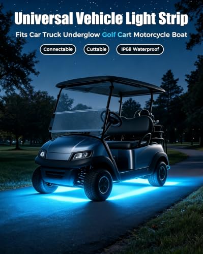 Keiurot 12V Led Light Strip for Cars 24Inch Connectable & Waterproof, 4Pack - color: Ice Blue Led Strip 24" Connectable