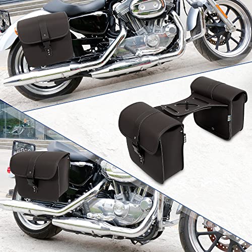 Motoforti Pair Motorcycle Saddlebag Side Tool Bags Cycling Luggage Bag Waterproof Quick Release Buckles - color: Dark Brown