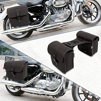 Motoforti Pair Motorcycle Saddlebag Side Tool Bags Cycling Luggage Bag Waterproof Quick Release Buckles - color: Dark Brown