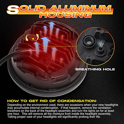 DOT Approved 80W 5-3/4" 5.75" Round LED Projection Headlight Compatible with Dyna Street Bob Super Wide Glide Low Rider Night Rod Train Softail Deuce Custom Sportster Iron 883,Silver - color: silver