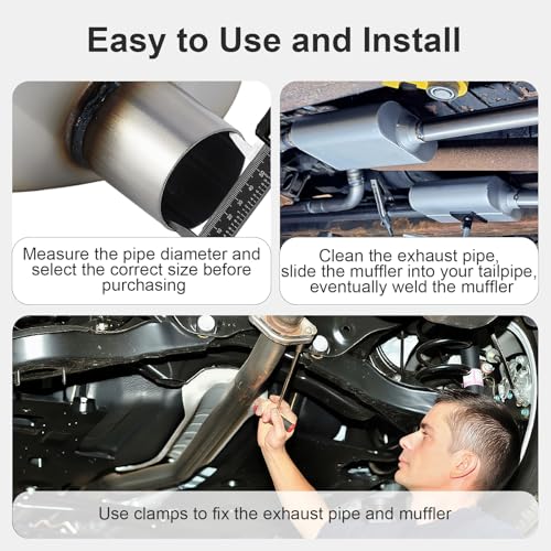 Exhaust Muffler Universal 409 Stainless Straight-Through Performance Muffler for Cars Trucks, 3" Inlet/Outlet, Overall Length 20" - size: 3" Inlet/Outlet